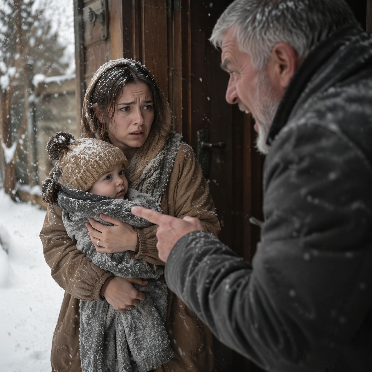 Ты нагуляла этого ребёнка, забирай и выметайся! – свёкор выгнал в мороз на улицу
